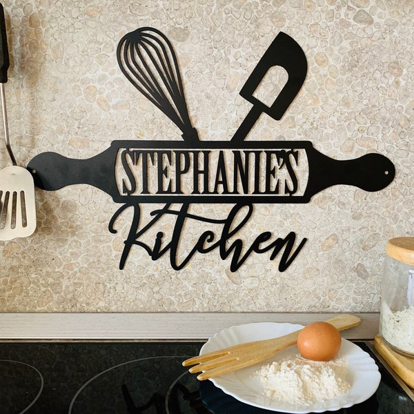 Personalized Metal Sign for Kitchen Custom Kitchen Name Sign Wall Art Decor Housewarming Cooking lover Gift, Moms Kitchen, Gift for Grandma