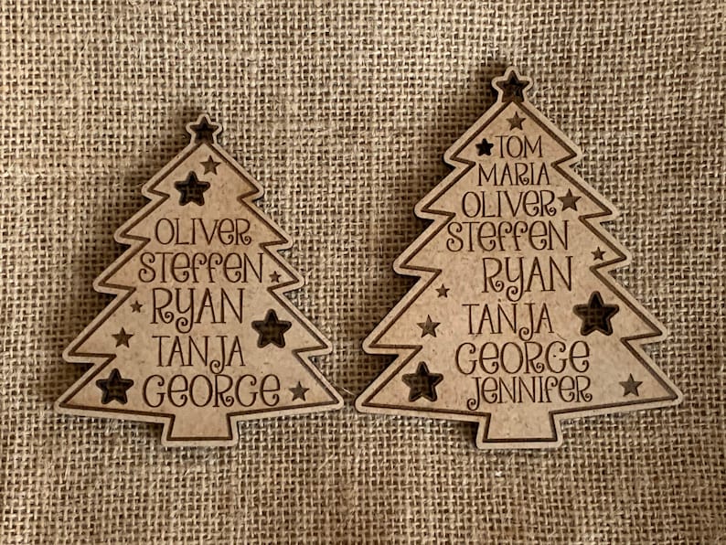 Personalized Wooden Family Christmas Tree Custom 2020 Engraved Hanging Ornament Family Names Holiday Gift Wood Xmas Tree Kids Names New Year