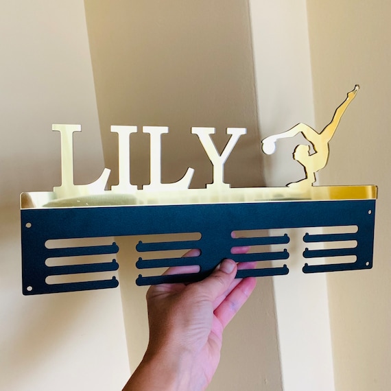 Personalized Gymnastics Medal Holder Custom Name Sports Metal Display Rack for Awards Gift for Girl Rhythmic Gymnastics, Gymnast Wall Hanger