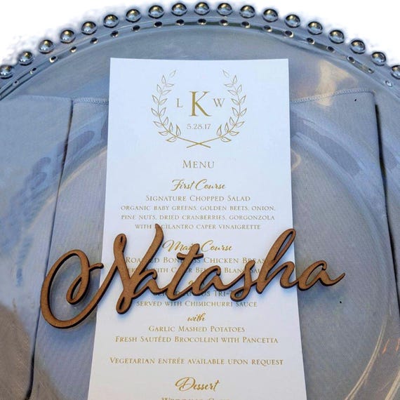 Personalized Wooden Laser Cut Wedding Place Cards – Rustic Name Place Settings, Custom Name Tags, Wooden Wedding Signs, Table Decor