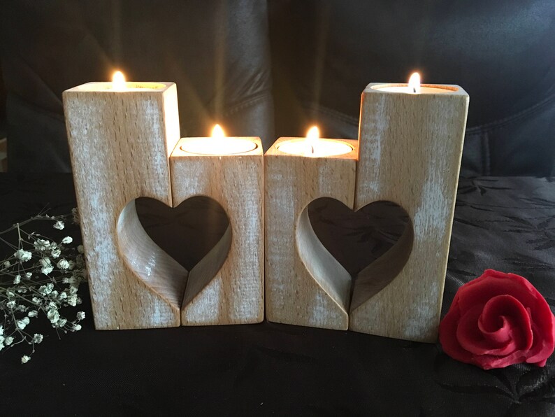 Wooden Candle Holders Set of 2 Wood Candlestick Holders Rustic Etsy