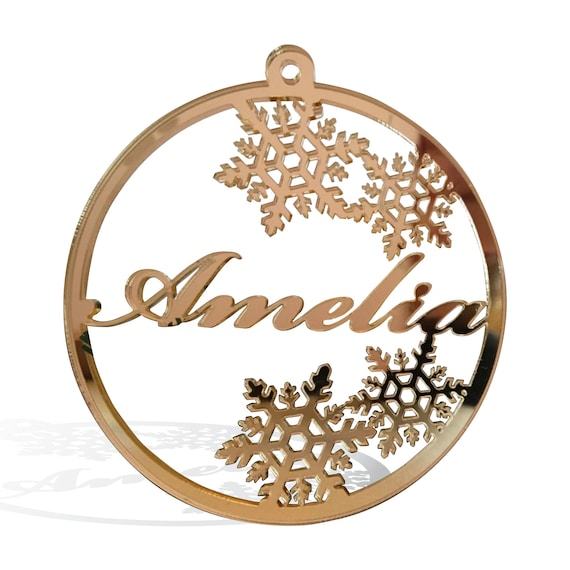 Personalized Christmas Laser Cut Name Ornaments - Custom Snowflake Baubles - Wood, Acrylic or Stainless Steel