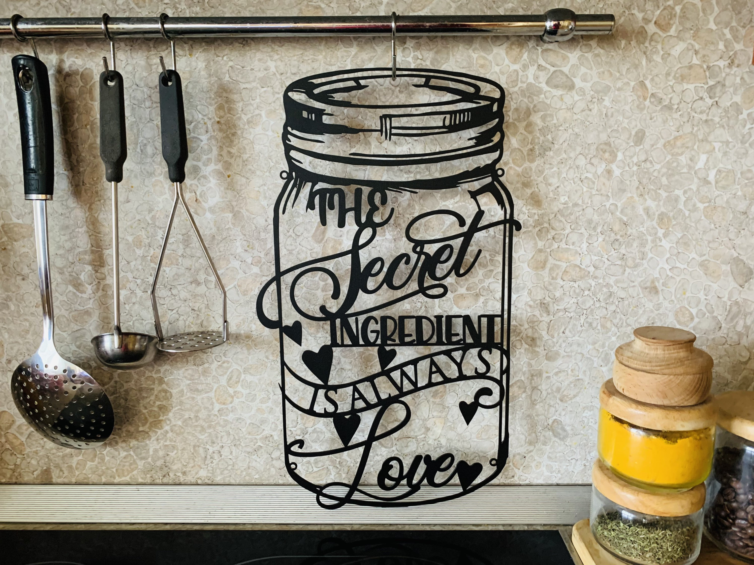The Secret Ingredient is Love Sign Personalized Jar Custom Funny Kitchen  Sign Cooking Lover Metal Wall Art Plaque Mom's Kitchen Dining Room