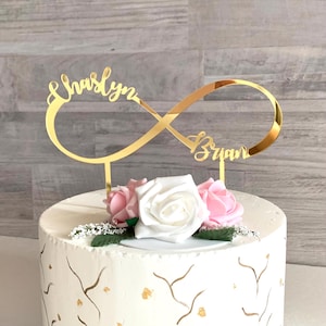Adorno para tarta de infinito, decoración de boda personalizada con nombres personalizados, adorno para tarta de acrílico, decoración para el día de San Valentín, amor eterno, Sr. y Sra.