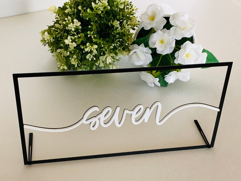 Wedding Table Numbers Script Table Number Holders Reception Decor Wedding Signs Calligraphy Modern Centerpieces Elegant Decorations image 7