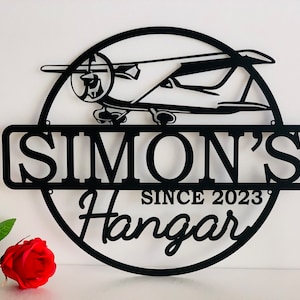 Personalized Hangar Name Sign Custom Airplane, Aviation Sign, Custom Pilot Name Aircraft Metal Wall Art Housewarming Airforce, Custom Design