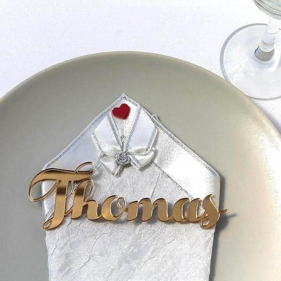 Custom Acrylic Place Cards – Personalized Laser Cut Names - Wedding Table Decor