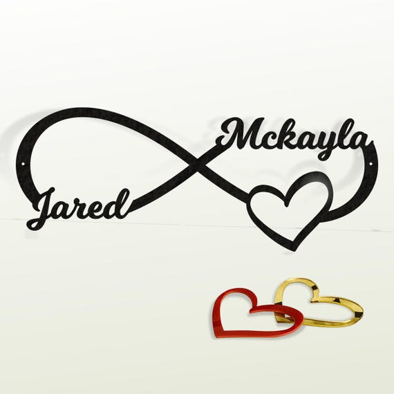 Custom Infinity Metal Sign - Personalized Love Heart Sign - Custom Couple Names - Custom Name Sign - Valentine's Day Gift - Anniversary Gift