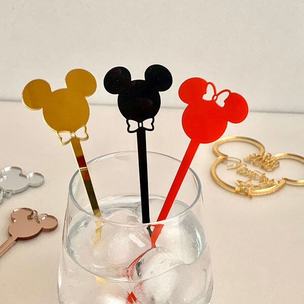 Mickey Mouse Acrylic Drink Stirrer Minnie Mouse Disney Party Decorations Swizzle Stir Stick Birthday Table Decor Kids Gift Party Accessories