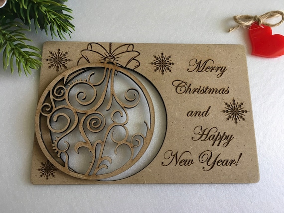 Christmas greeting cards Personalized wooden gifts Engraved Christmas cards Holiday ornament Christmas tree decorations Merry Christmas card