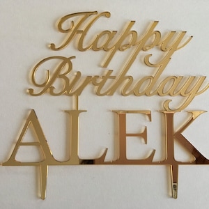 Happy Birthday Name Cake Topper Custom Gold Birthday Party Decoration Personalized Cake Topper with Name Cake decoration Kids Cake Topper