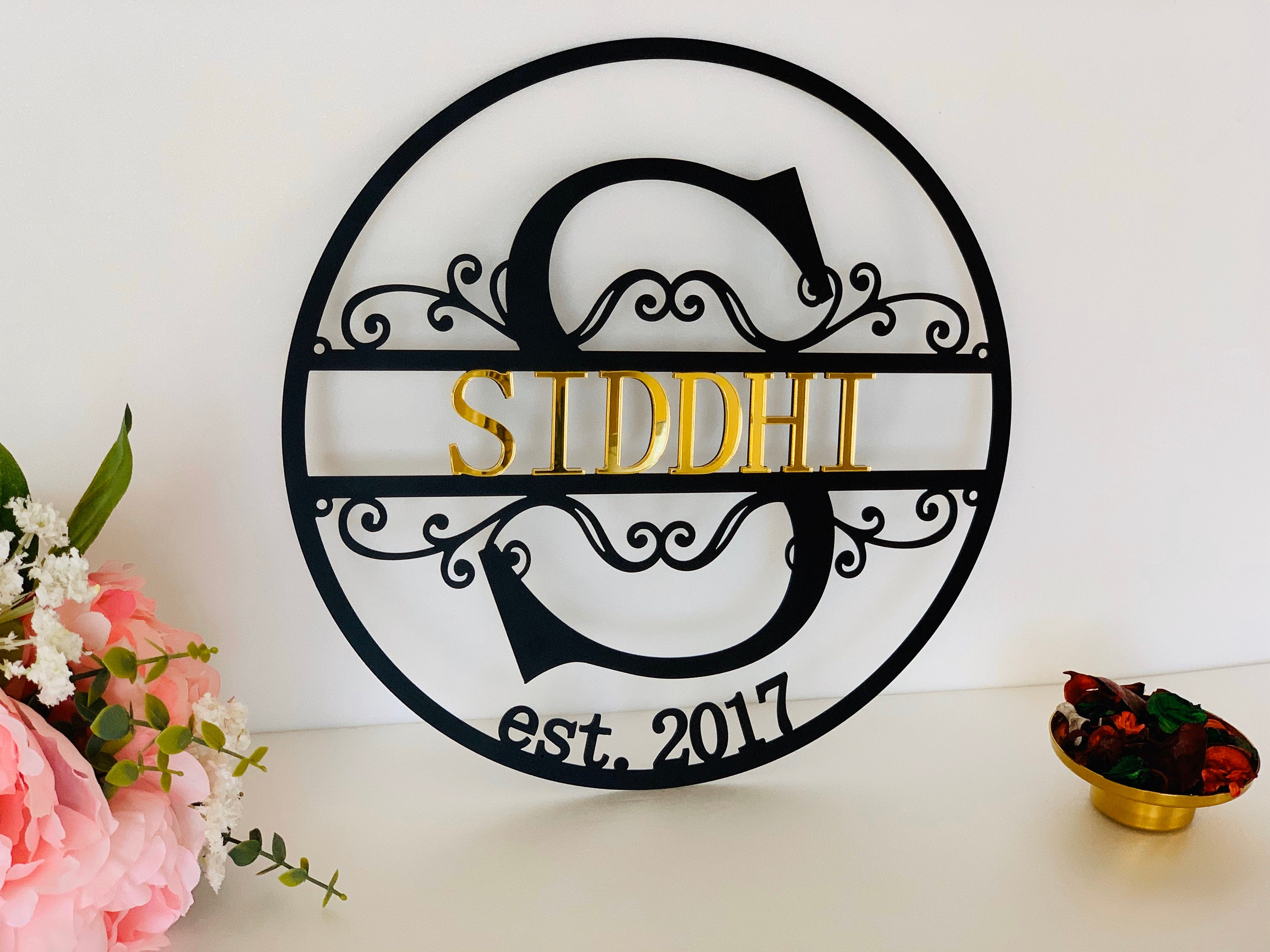 Personalized Metal Address Sign with Monogram Custom Made