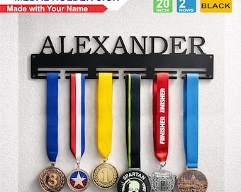 Personalized Medal Holder, Custom Name Medal Display Rack, Metal Wall Hanger