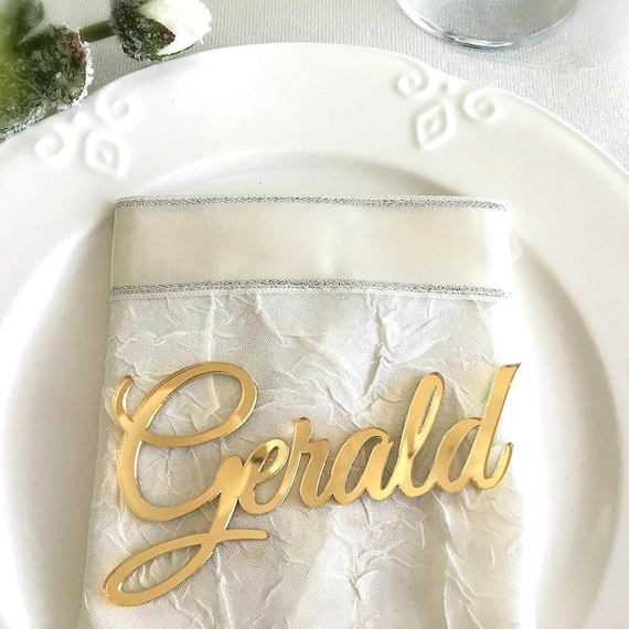 Laser cut names Wedding place cards Gold Mirror table names Acrylic wedding Table decor Event Decoration Bridal shower decor Name settings