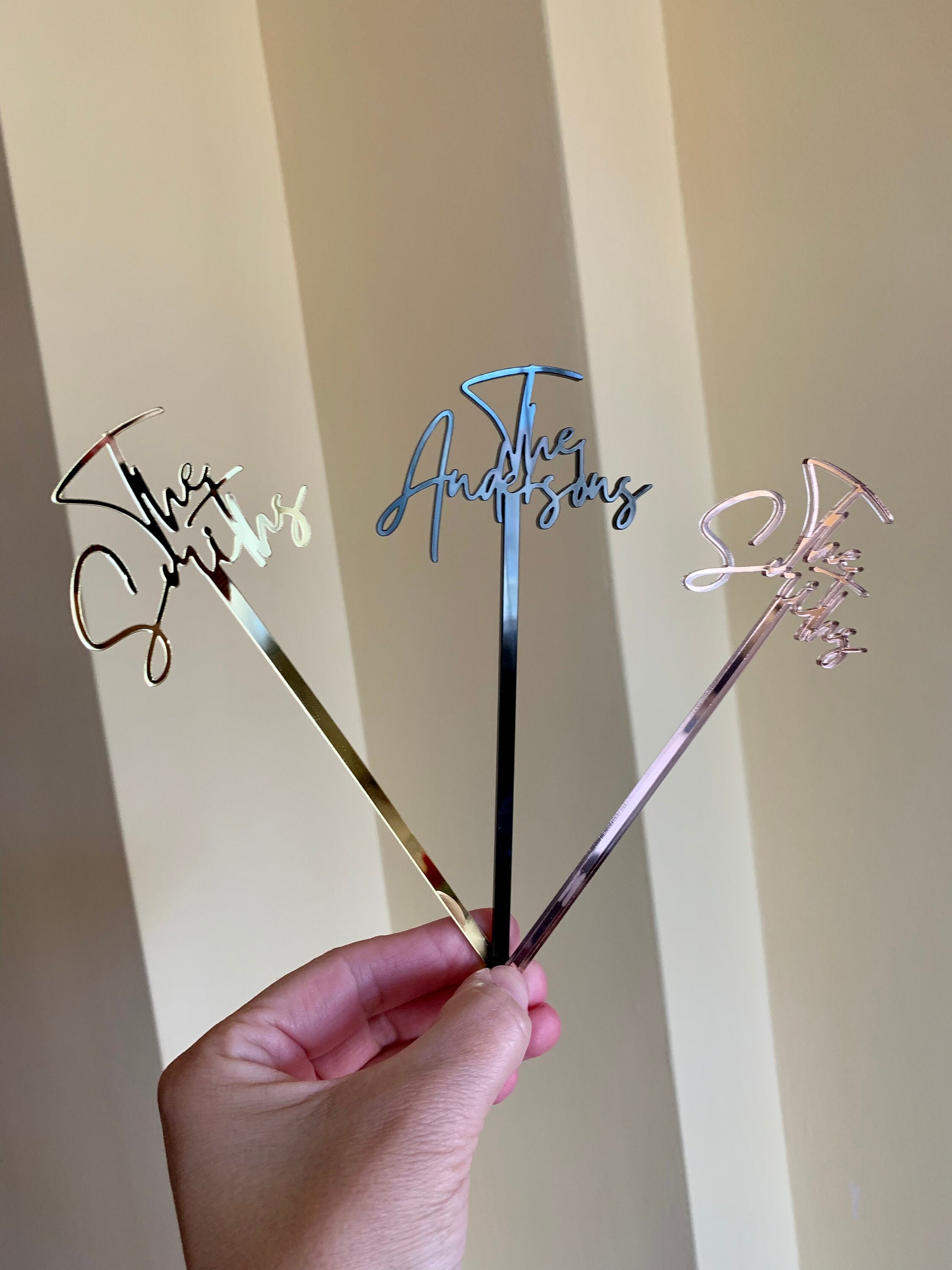 Personalized Name Drink Stirrers Custom Hand Lettered Font Calligraphy Swizzle Sticks Cocktail
