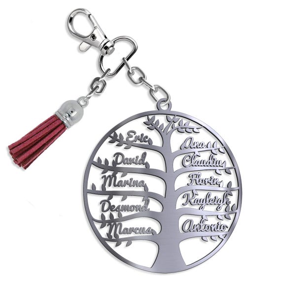 Personalized Tree of Life Name Keychain – Custom Keychain with Family Members -  Keyring in Stainless Steel – Thanksgiving Gift for Mom