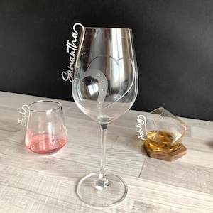 Personalized Wedding Wine Glass Charms, Stainless Steel Drink Tags with Names