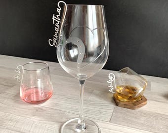 Personalized Wedding Wine Glass Charms, Stainless Steel Drink Tags with Names
