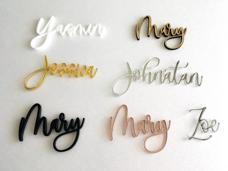 Personalized Acrylic Laser Cut Names for Wedding - Custom Place Cards Name Setting image 5