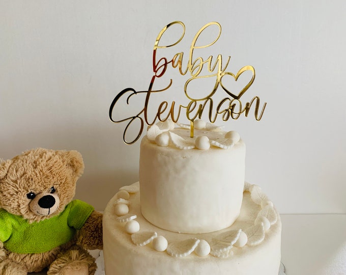 Christening cross and star Personalised cake topper homemade any name 