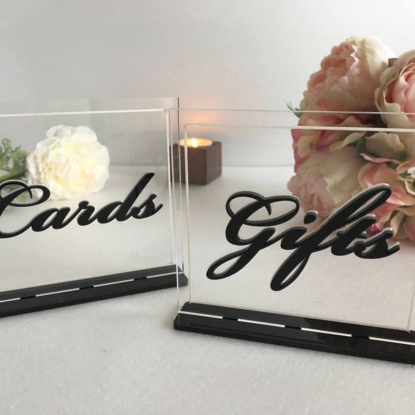 Cards and Gifts Table Sign Personalized Chic Wedding Cards & Gifts Signs Stand Clear Acrylic Reception Elegant Bridal Decor Laser Cut Letter