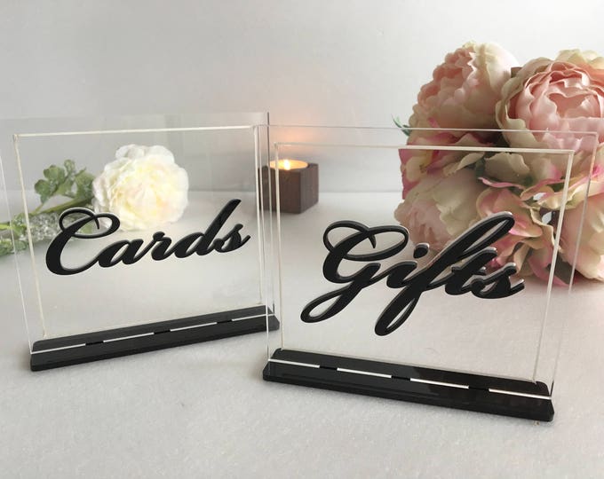 Cards and Gifts Table Sign Personalized Chic Wedding Cards & Gifts Signs Stand Clear Acrylic Reception Elegant Bridal Decor Laser Cut Letter
