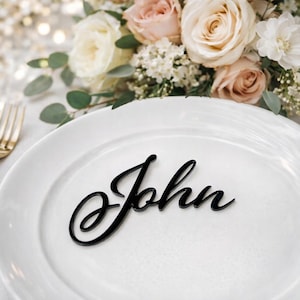 Tarjetas de mesa personalizadas para bodas, etiquetas de nombres personalizadas, decoración de mesa cortada con láser