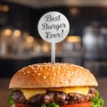Personalized Stainless Steel Burger Picks, Custom Hamburger Decor, Name Logo or Initials product logo