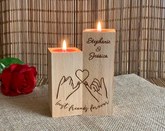  Personalized Wood Candle Holder Heart & Infinity