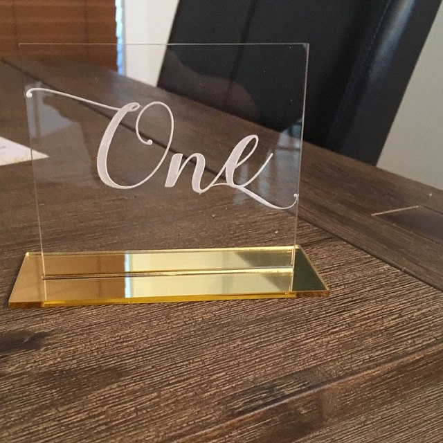 Clear Acrylic Table Numbers for Wedding Calligraphy Table