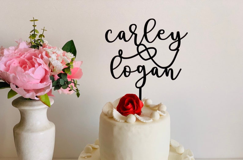 Personalized Wedding Cake Toppers First Names With Heart Bride Etsy