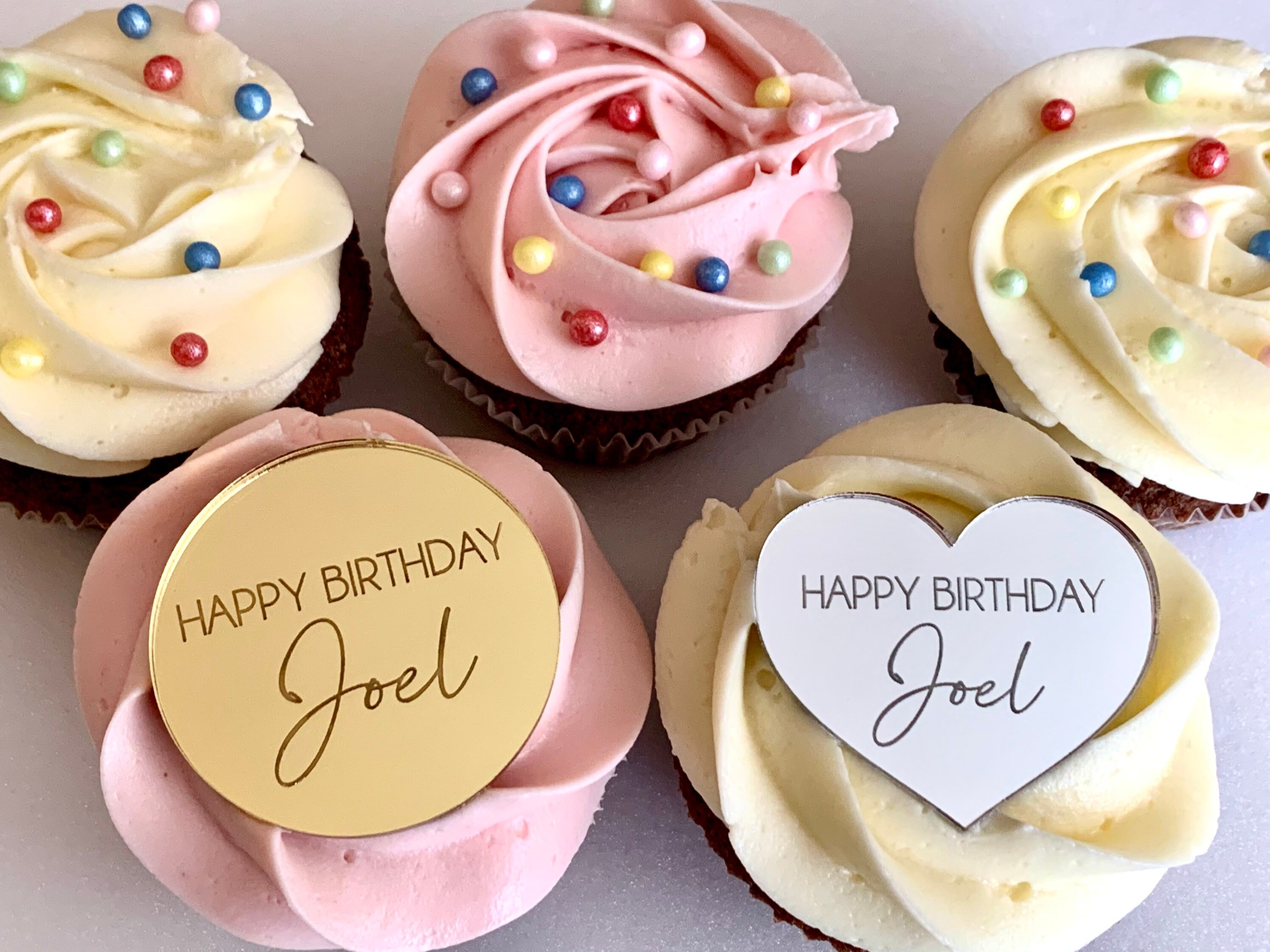 Personalized Name Cupcake Toppers Cake Topper Charms Happy | Etsy