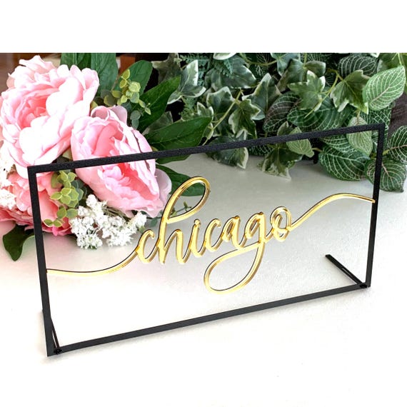 NEW Table City Signs Wedding Table Numbers Custom Table Script Names Personalized Cities Tag Holders Laser Cut Table Decorations Reception