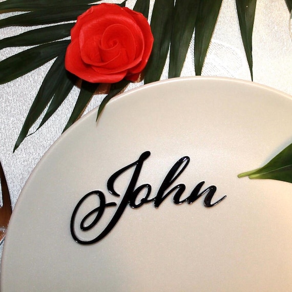 Laser Cut Calligraphy Names – Personalized Wedding Place Cards – Custom Table Names – Elegant Place Settings - Name tags - Available Colors