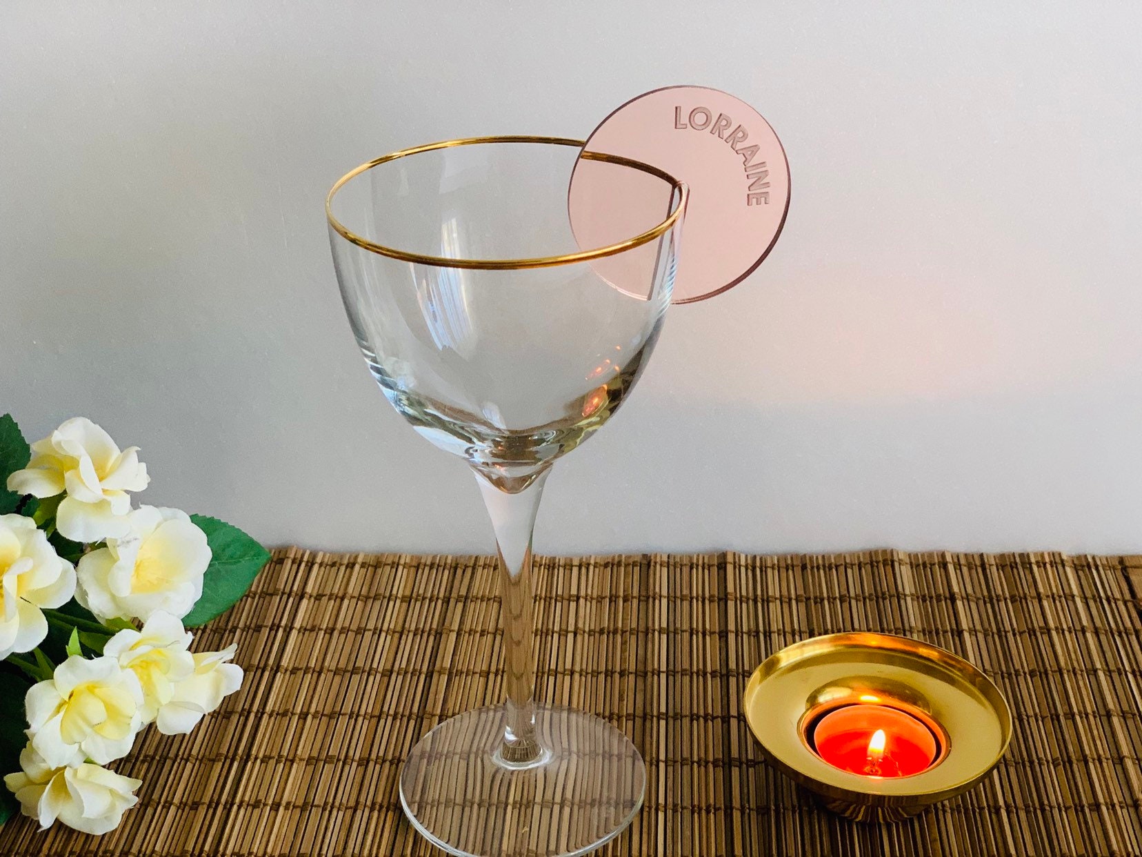 1 personalized frangipani wine glass charm girls night wedding bridal shower 