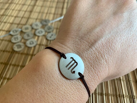 Any Zodiac Sign Bracelet Jewelry Silver Stainless Steel Custom Handmade Birthday Gift for Girlfriend Boyfriend Charm Bracelet Men Women Kids