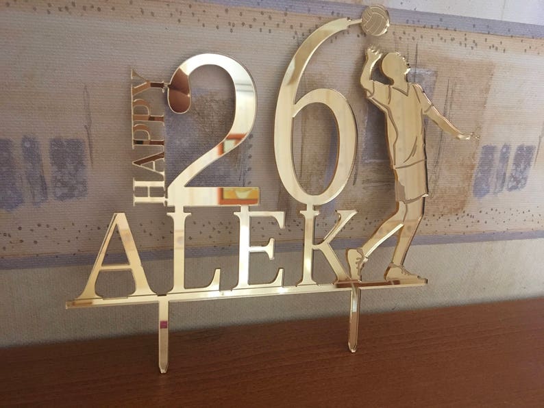 Volleyball Theme Cake Topper Sports Personalized Any Name Etsy