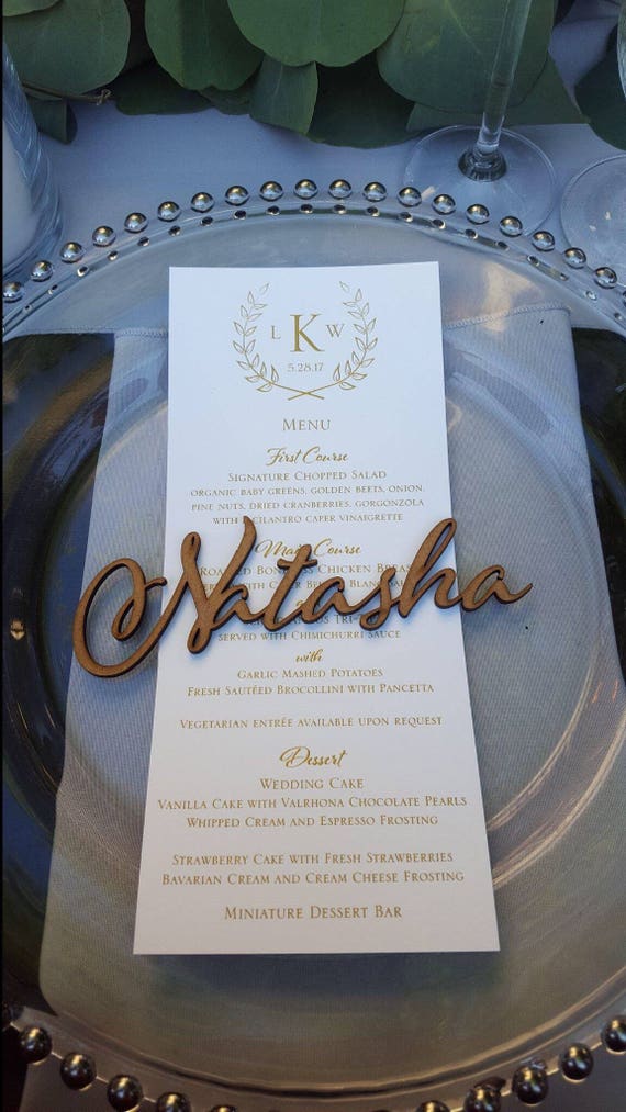 wooden laser cut names wedding place cards name place settings etsy