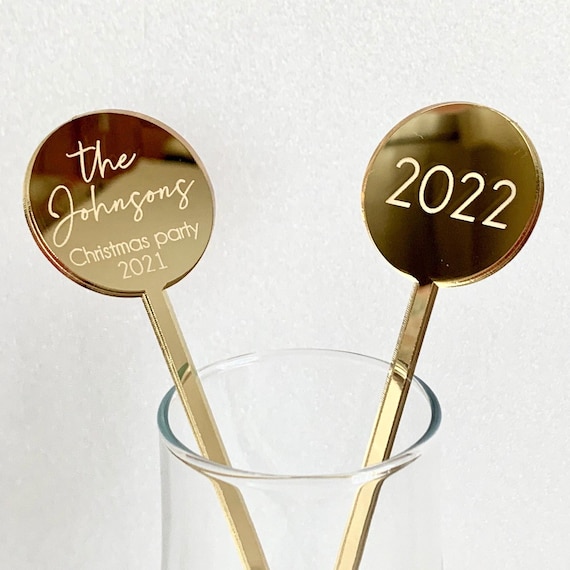 Custom Cocktail Drink Stirrers Christmas 2025 Personalized Swizzle Stir Sticks Xmas Family Party Decorations Happy New Year, Bar Accessories