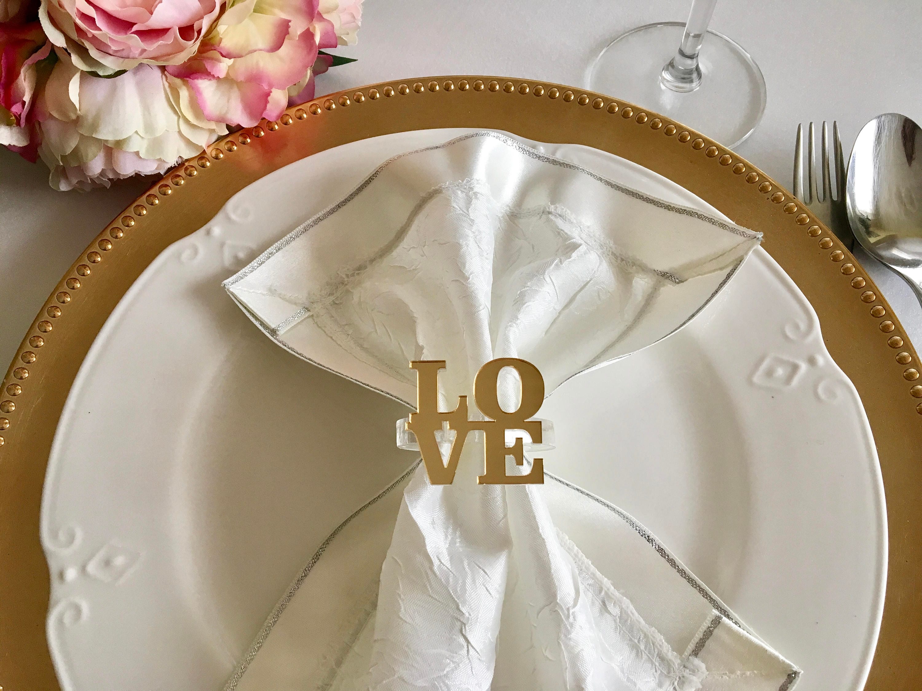 Love Napkin Ring Holders Personalized Wedding Napkin Rings Etsy