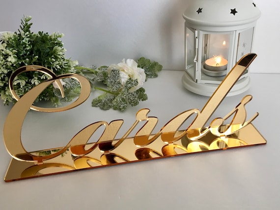 Wedding card sign Cards table sign Gold sign for table decorations Event reception decor Bridal shower partyr Laser cut letters Freestanding