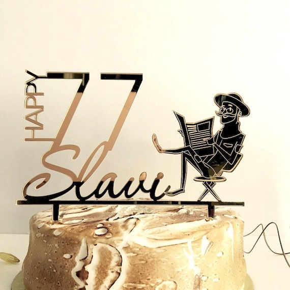 Personalized cake topper Happy Birthday Custom Name Age Cake Decorations 70th Birthday Grandfather Grandpa Happy 60th Anniversary Retirement