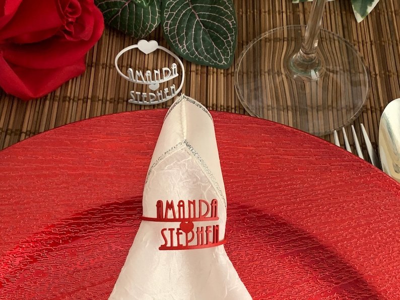 Custom Wedding Napkin Rings Double Name Personalized Napkin Etsy