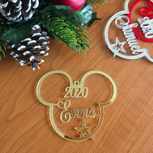 Mickey Mouse Christmas Tree 2022 2022 Personalized Mickey Mouse Head Custom Name Ornament Any | Etsy Ireland