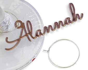 Personalized Wine Glass Charms with Rings, Custom Name Tags for Parties, Wedding Drink Markers