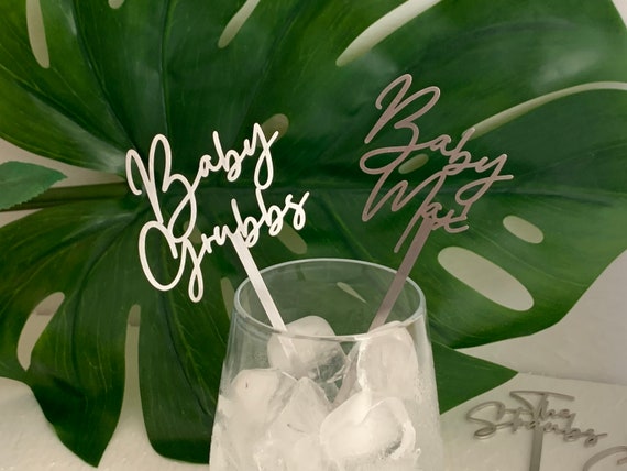 Personalized Baby Name Drink Stirrers Custom Party Baby Shower Decoration Hand Lettered Calligraphy Font Swizzle Stir Stick Available Colors