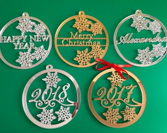 Personalized Christmas Bauble 2023 Xmas Name Ornament Customized Family Gift Tag Merry Christmas Happy New Year 2024 Holiday Home Decoration