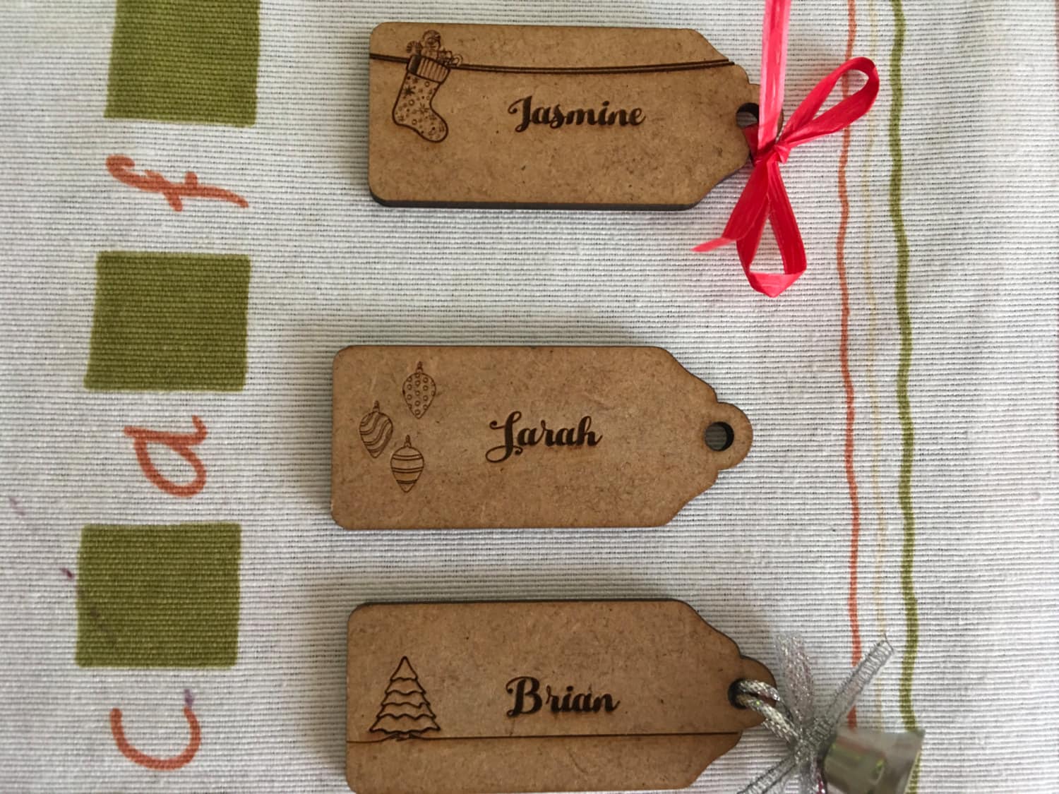 Personalized Christmas Gift Name Tags Wood Christmas Ornament Gift Wrap  Rustic Place Cards Custom Tags Engraved Custom Names Wooden Shapes