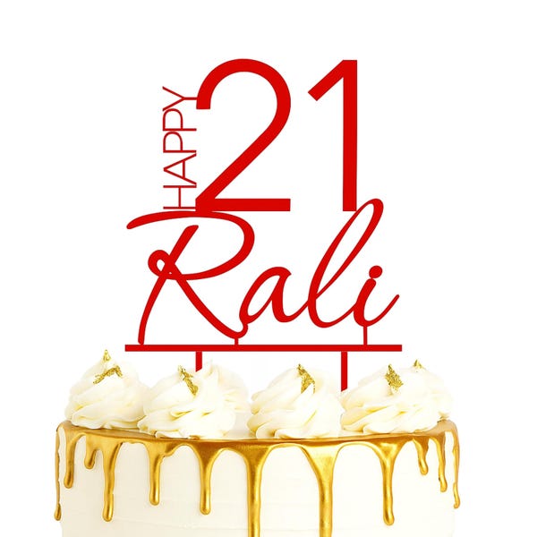 Décoration de gâteau personnalisée pour joyeux anniversaire, nom et âge personnalisés, choix de couleurs