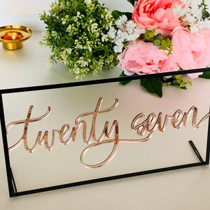 Wedding Table Numbers Script Table Number Holders Reception Decor Wedding Signs Calligraphy Modern Centerpieces Elegant Decorations image 4